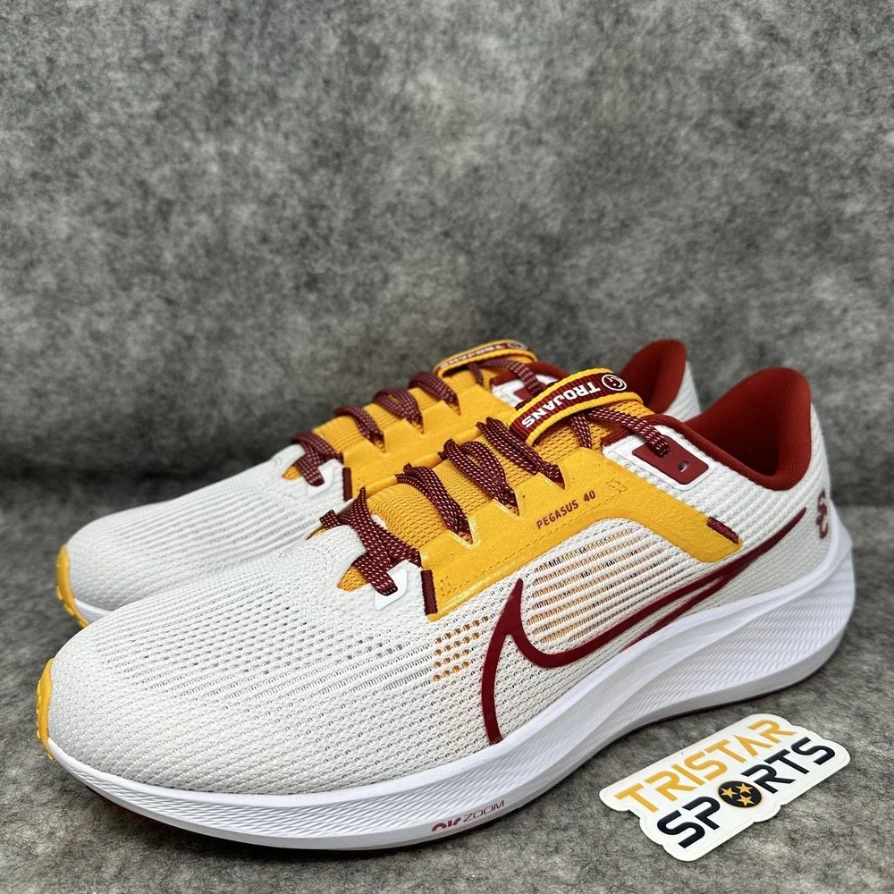 USC Trojans Shoes Mens 12.5 White Nike Pegasus 40 Running Sneakers Southern CA